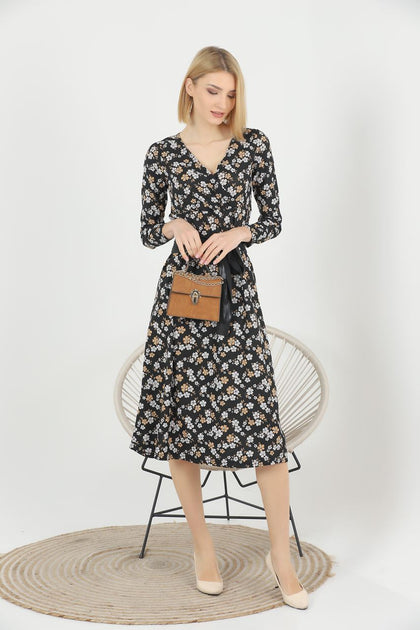 Women's Floral Print Printed Belted Maxi Dress - MWMSD159