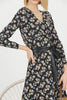 Women's Floral Print Printed Belted Maxi Dress - MWMSD159