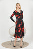 Women's Floral Print Printed Belted Maxi Dress - MWMSD161