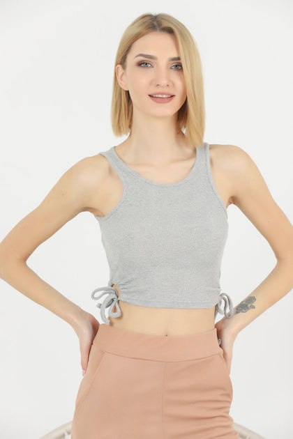 Womens Ribbed Tie Detail Crop Tank Top WCTT18