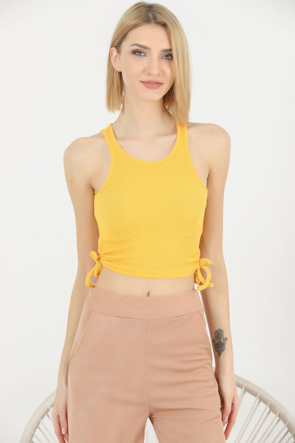 Womens Ribbed Tie Detail Crop Tank Top WCTT19