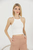 Womens Ribbed Halter Top Detail Crop Tank Top WCTT21