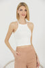 Womens Ribbed Halter Top Detail Crop Tank Top WCTT21