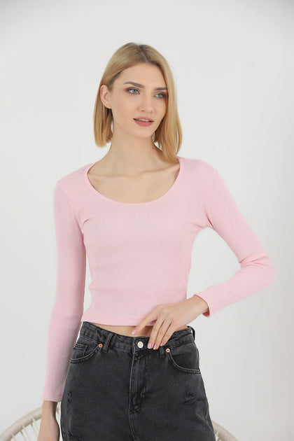 Women's Ribbed Knit Detail Top - WST310