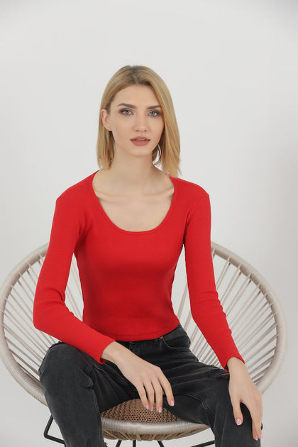 Women's Ribbed Knit Detail Top - WST311