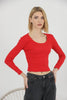 Women's Ribbed Knit Detail Top - WST311