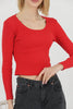 Women's Ribbed Knit Detail Top - WST311