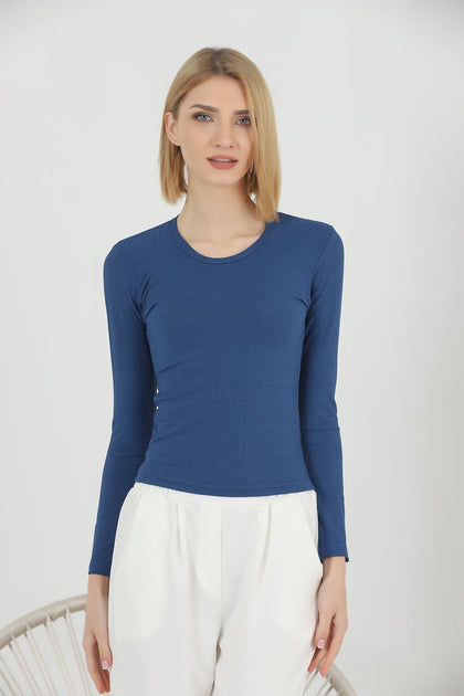 Women's Ribbed Knit Detail Top - WST308