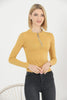 Women's Ribbed Knit Zip Detail Top - WST315