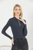 Women's Ribbed Knit Zip Detail Top - WST316