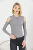 Women's Ribbed Knit Zip Detail Top - WST317