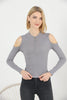 Women's Ribbed Knit Zip Detail Top - WST317