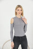 Women's Ribbed Knit Zip Detail Top - WST317