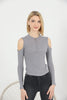 Women's Ribbed Knit Zip Detail Top - WST317