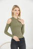 Women's Ribbed Knit Zip Detail Top - WST318