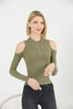 Women's Ribbed Knit Zip Detail Top - WST318