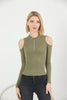 Women's Ribbed Knit Zip Detail Top - WST318