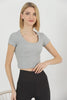 Women's Ribbed Knit Detail Top - WST322