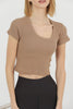 Women's Ribbed Knit Detail Top - WST325