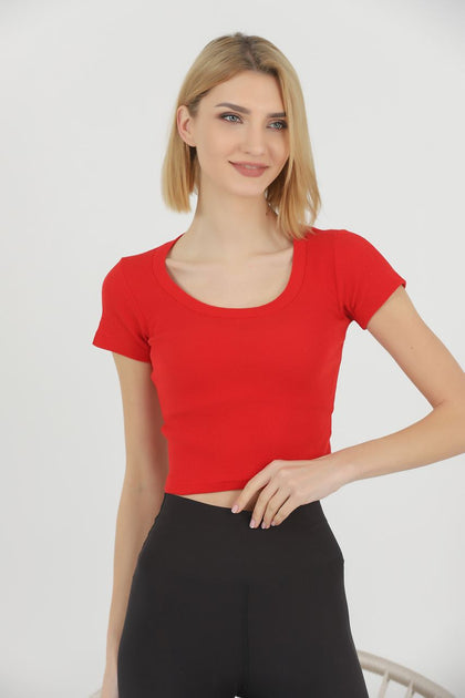 Women's Ribbed Knit Detail Top - WST324