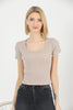 Women's Ribbed Knit Detail Top - WST326