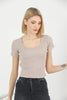 Women's Ribbed Knit Detail Top - WST326