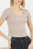 Women's Ribbed Knit Detail Top - WST326