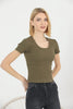 Women's Ribbed Knit Detail Top - WST327