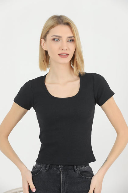 Women's Ribbed Knit Detail Top - WST330