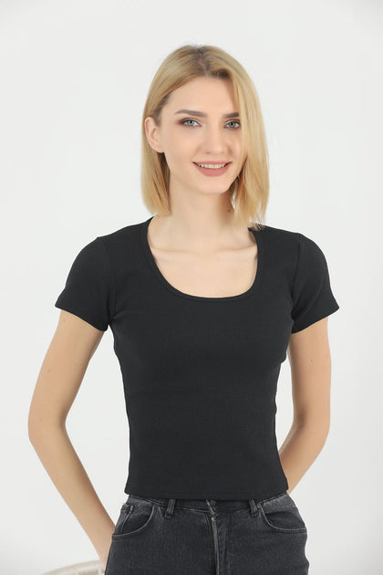 Women's Ribbed Knit Detail Top - WST330