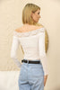 Women's Ribbed Knit Lace Detail Top - WST333