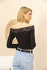 Women's Ribbed Knit Lace Detail Top - WST331