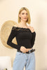 Women's Ribbed Knit Lace Detail Top - WST331