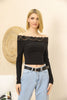 Women's Ribbed Knit Lace Detail Top - WST331