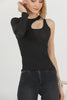 Women's Ribbed Cut One Sleeve Detail Top - WST334