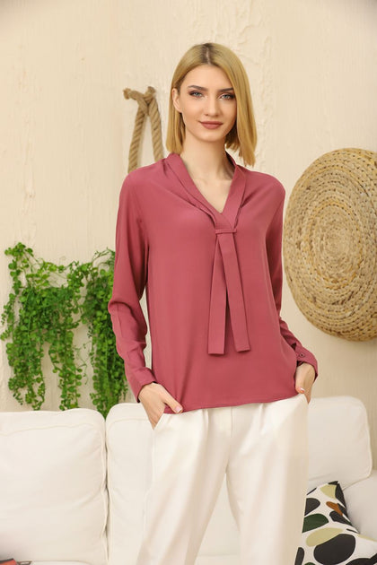 Women's Tie Neck Detail Top - WST338