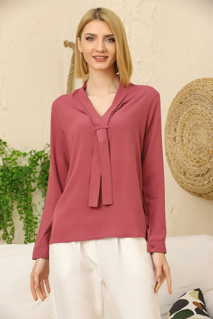 Women's Tie Neck Detail Top - WST338