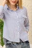 Women's Pocket Button Detail Striped Top - WST342