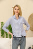 Women's Pocket Button Detail Striped Top - WST342