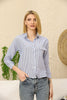 Women's Pocket Button Detail Striped Top - WST342