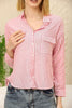 Women's Pocket Button Detail Striped Top - WST346