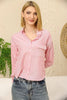 Women's Pocket Button Detail Striped Top - WST346