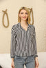 Women's Pocket Button Detail Striped Top - WST347