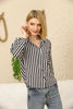 Women's Pocket Button Detail Striped Top - WST347