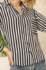 Women's Pocket Button Detail Striped Top - WST347