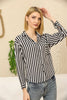 Women's Pocket Button Detail Striped Top - WST347