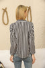 Women's Pocket Button Detail Striped Top - WST347