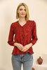 Women's Printed Button Detail Top - WST349