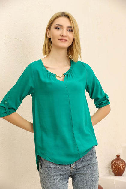 Women's Neck Embellished Detail Top - WST353