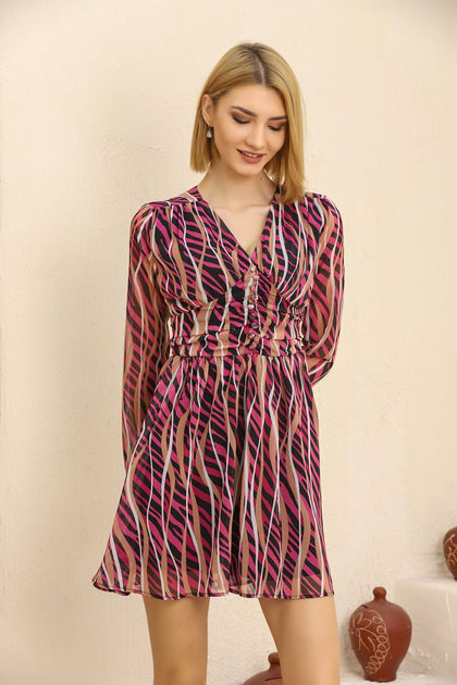 Women's Printed Chiffon Summer Dress - MWSD187